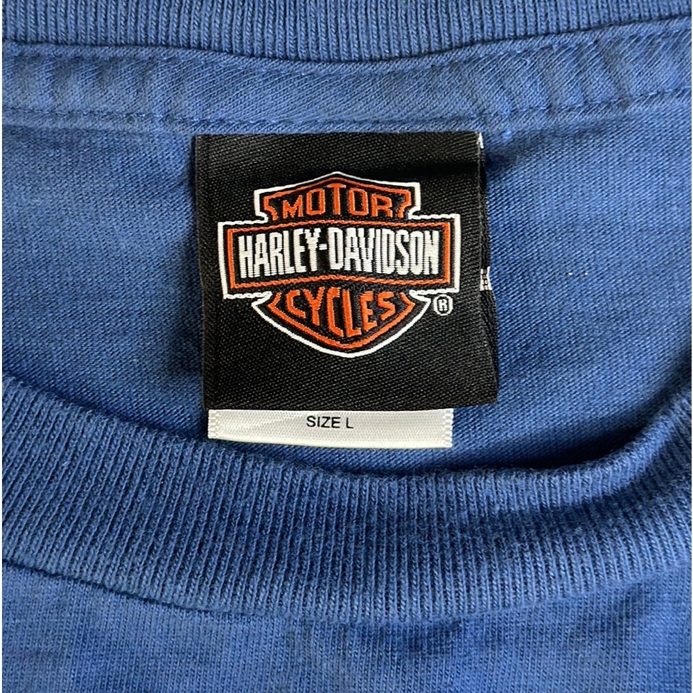 Harley Davidson Motorcycles Skip Fordyce Riverside CA Blue Graphic T-Shirt Large - Picture 11 of 12